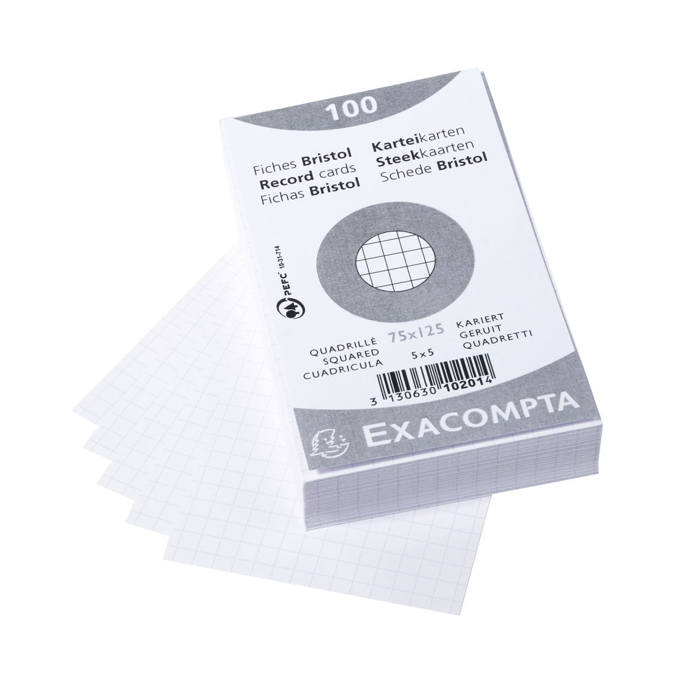 Exacompta Record Cards 75x125mm Square White x20 (Pack of 2000)