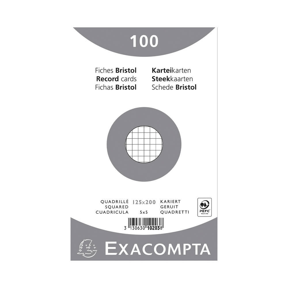 Exacompta Record Card 125x200mm Square White x12 (Pack of 1200) 10203E