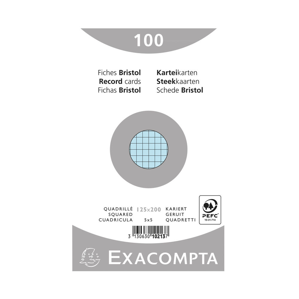 Exacompta Record Cards 125x200mm Square Blue x12 (Pack of 1200) 10213E