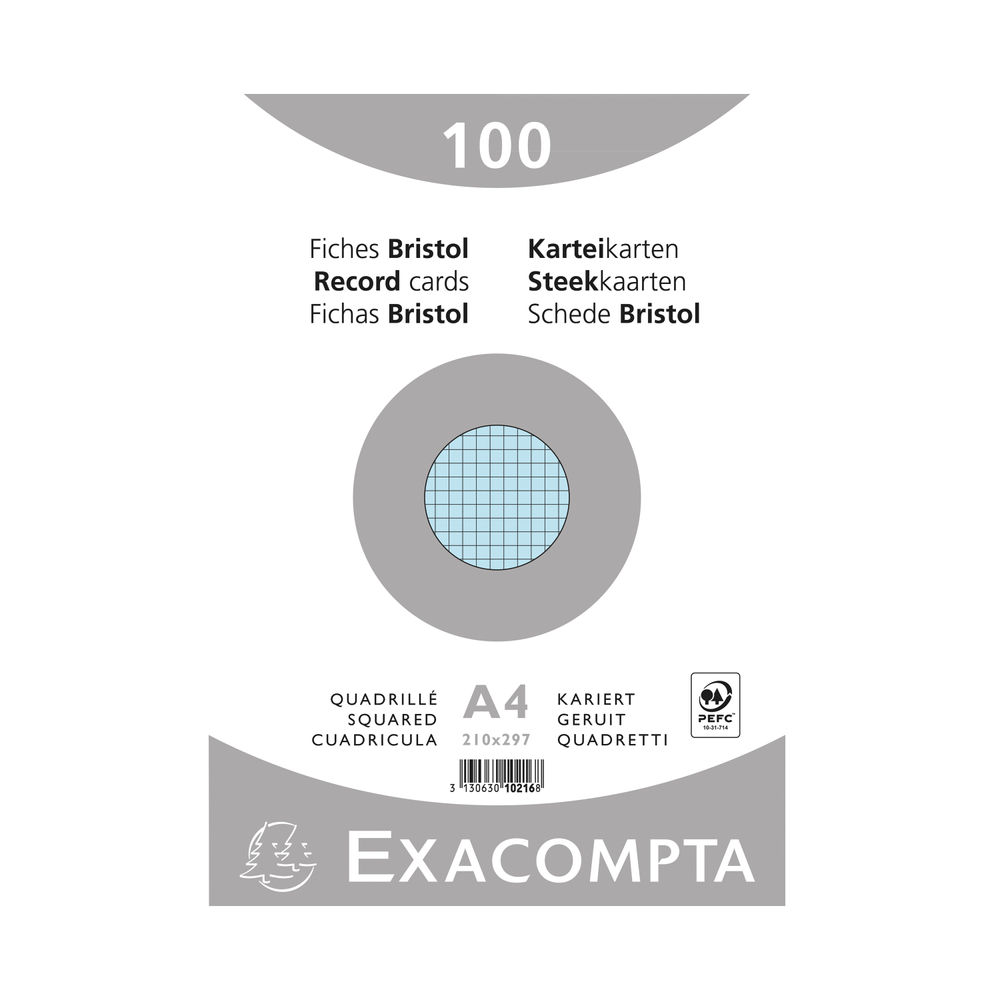 Exacompta Record Cards 210x297mm Square Blue x10 (Pack of 1000) 10216E