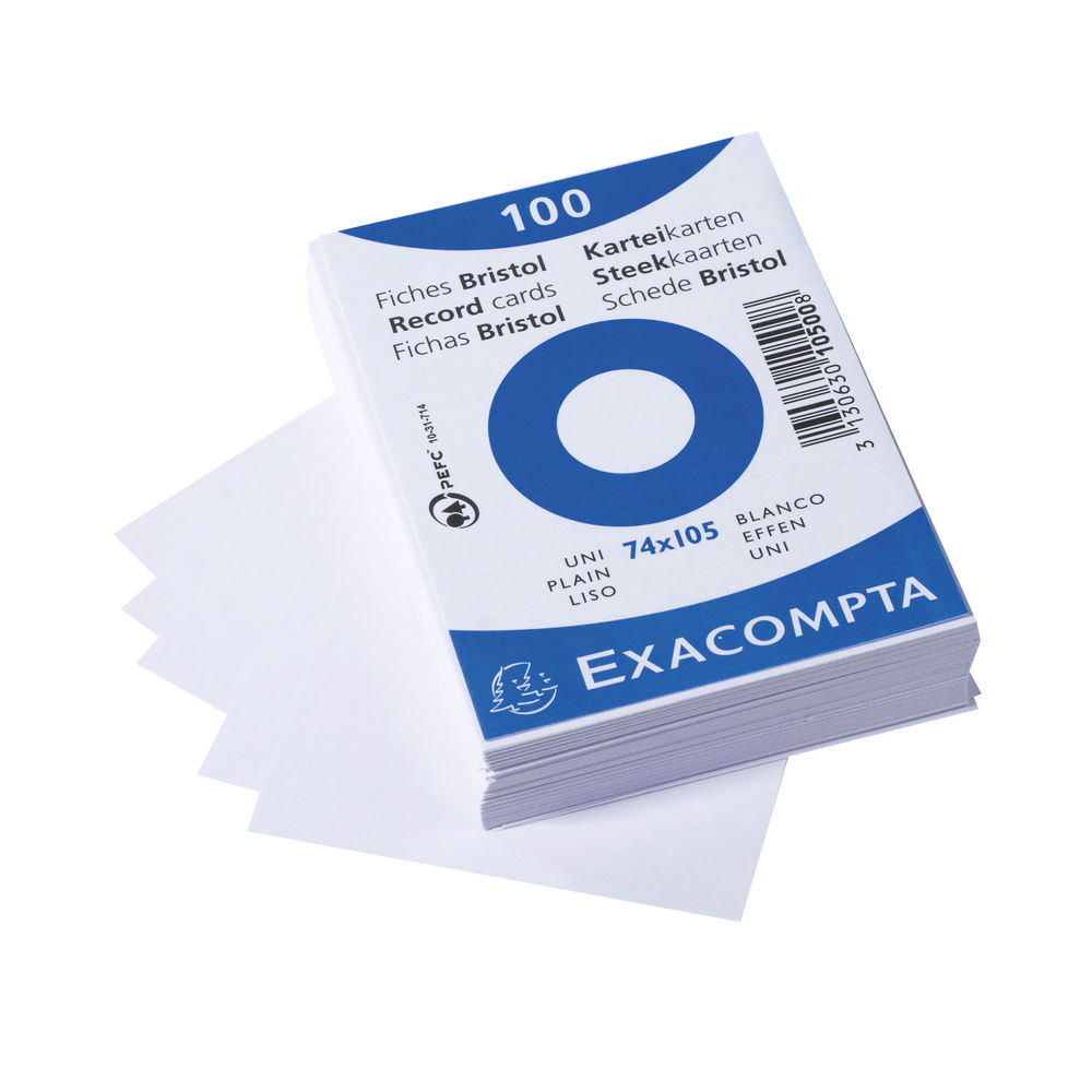 Exacompta Record Cards 74x105mm Plain White x10 (Pack of 1000)