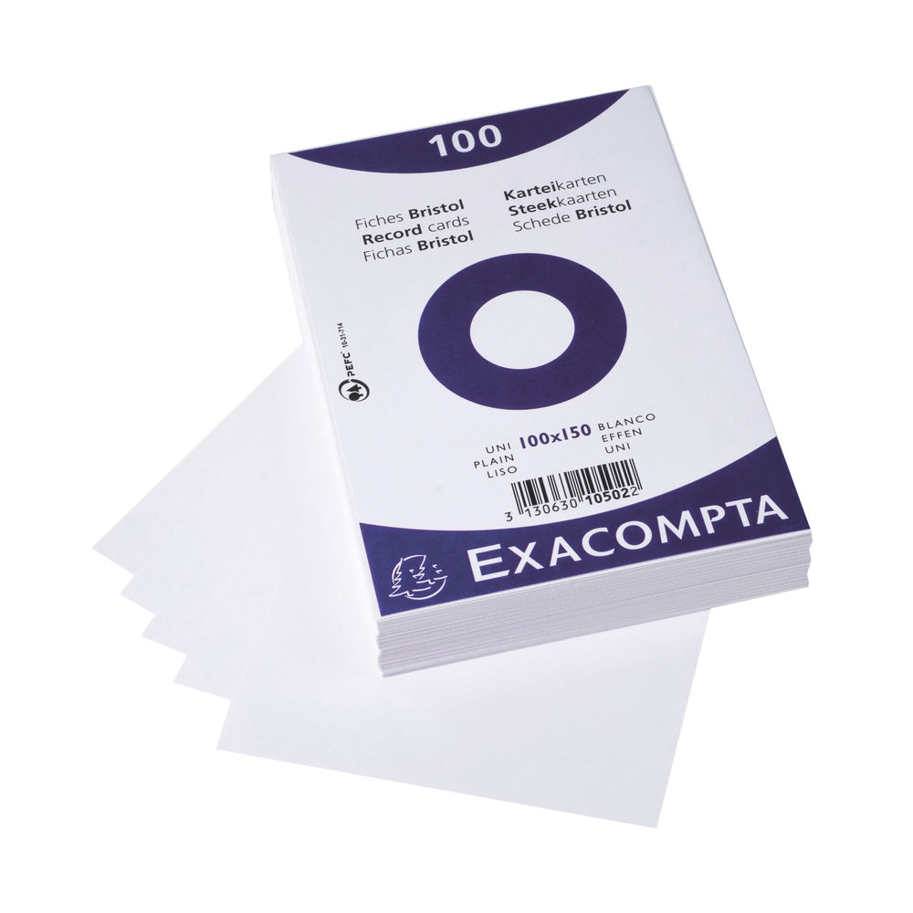 Exacompta Record Cards 100x150mm Plain White x20 (Pack of 2000)