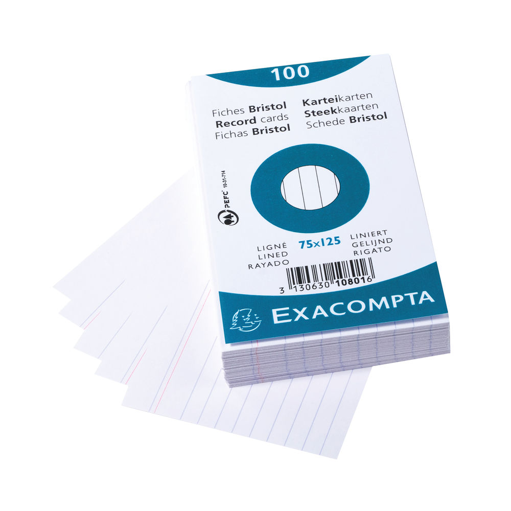 Exacompta Record Cards 75x125mm Lined White x20 (Pack of 2000)