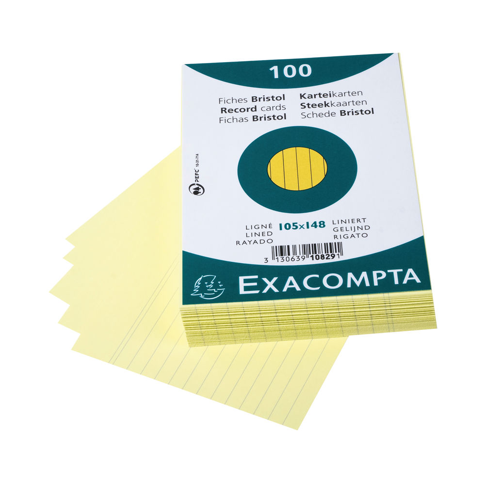 Exacompta Record Card 105x148 Lined Yellow x20 (Pack of 2000)