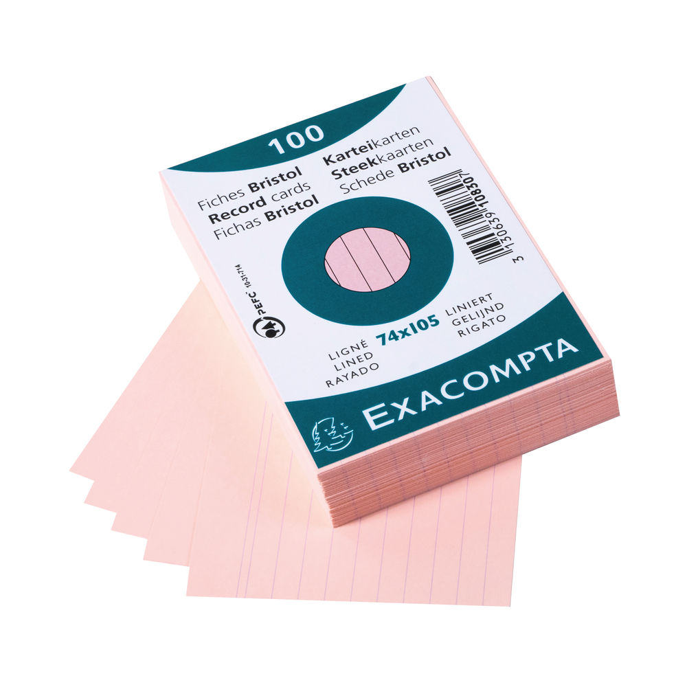 Exacompta Record Cards 75x105mm Lined Pink x40 (Pack of 4000)