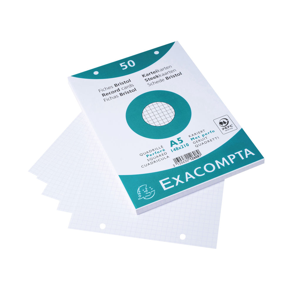 Exacompta Record Card 148x210mm Square White x20 (Pack of 2000)