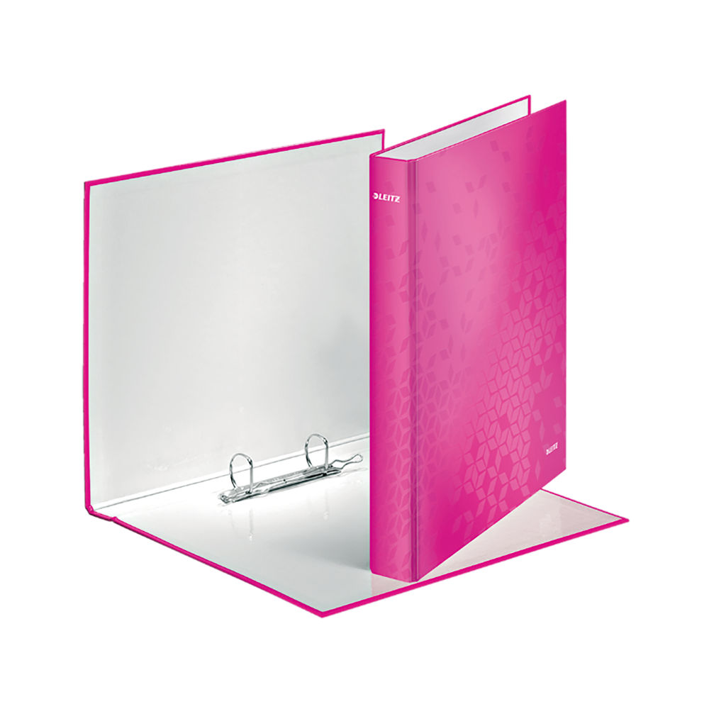 Leitz WOW A4 Pink 25mm 2 D-Ring Binders (Pack of 10)