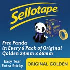 Sellotape 24mm x 66m Original Golden Tape, Pack of 6 - 1443306