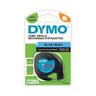 Dymo LetraTag Plastic Label Tape Black on Blue - ES91205