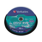 Verbatim 4.7GB 4x Speed Rewriteable DVD-RW Spindle, Pack of 10 | 43552