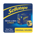 Sellotape 48mm x 66m Original Golden Tape, Pack of 6 - 1443304