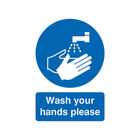 Safety Sign Wash Your Hands Please A5 Self-Adhesive MD05851S