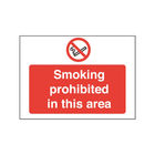 Safety Sign Smoking Prohibited in This Area 450x600mm PVC P35Z/R