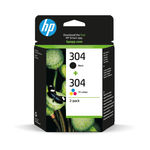 HP 304 Tri-colour Black Ink Cartridge Twin Pack  3JB05AE