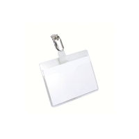 View more details about Durable Visitor Badge with Rotating Clip 60x90mm Clear (Pack of 25) 8106
