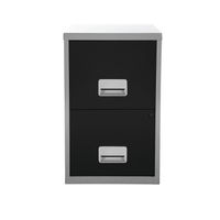 View more details about Pierre Henry 2 Drawer Maxi Filing Cabinet A4 Silver/Black