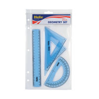 View more details about Helix Geometry 4 Tool Set (Includes scale ruler, 2 x set squares and protractor) Q88100