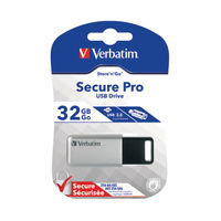 View more details about Verbatim 32GB Silver and Black Secure Pro USB 3.0 Drive | 98665