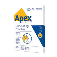 View more details about Fellowes Apex A3 Medium Laminating Pouches Clear (Pack of 100) 6003401