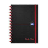 View more details about Black n' Red Ruled Polypropylene Wirebound A5 Notebook (Pk 5)