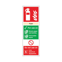 View more details about Safety Sign Fire Extinguisher Foam For Use On Rigid PVC 300x100mm F102/R