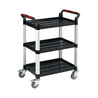 View more details about Barton Black and Silver 3 Shelf Standard Plastic Trolley White WHTT3SS