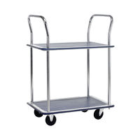 View more details about Barton Silver and Blue 2 Shelf Trolley with Chrome Handles PST2