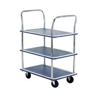 View more details about Barton Silver and Blue 3 Shelf Trolley with Chrome Handles PST3