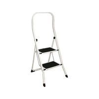 View more details about Folding Step Stool 2 Tread High Back White Aluminium 402790