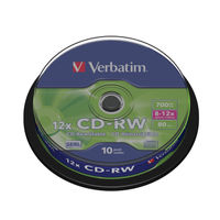 View more details about Verbatim 700MB 12x Speed CD-RW Spindle, Pack of 10 | 43480