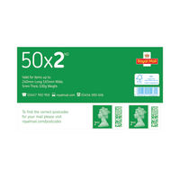 Royal Mail Second Class Postage Stamp Sheet (Pack of 50)