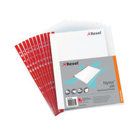 View more details about Rexel Quality Pocket A4 Red Spine Left Opening Embossed (Pack of 25) 12253