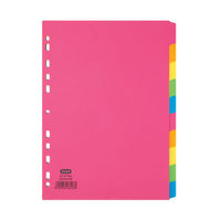 View more details about Elba A4 Bright Coloured, Plain Tabs 10 Part Index Dividers 240gsm - 400008300