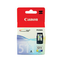 View more details about Canon CL-511 Inkjet Cartridge Tri-Colour Cyan/Magenta/Yellow 2972B001