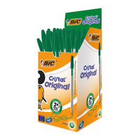 View more details about BIC Medium Green Cristal Transparent Ballpoint Pens, Pack of 50 - BC76246