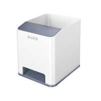 View more details about Leitz WOW Sound Booster Pen Holder White/Grey 53631001