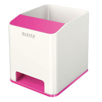 View more details about Leitz WOW Sound Booster Pen Holder White/Pink 53631023