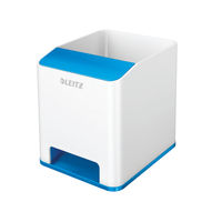 View more details about Leitz WOW Sound Booster Pen Holder White/Blue 53631036