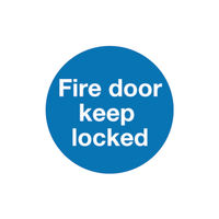 View more details about Safety Sign Fire Door Keep Locked 100x100mm Self-Adhesive (Pack of 5) KM72A/S