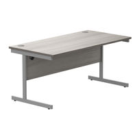 Astin Rectangular Single Upright Cantilever Desk 1600x800x730mm Grey Oak/Silver