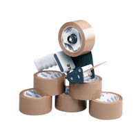 View more details about Tape Dispenser with 6 x Buff Packing Tape Rolls, 50mm x 66m - MA99111