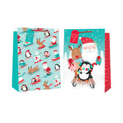 View more details about Jumbo Gift Bag Cute Sledging Characters (Pack of 12)