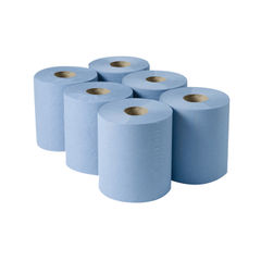 View more details about 2Work 135mm Blue 3-Ply Centrefeed Roll (Pack of 6)