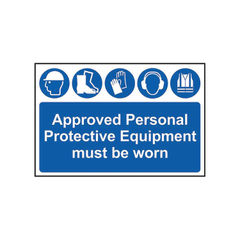 View more details about Spectrum Safety Sign Approved Personal Protective Equipment Must Be Worn PVC