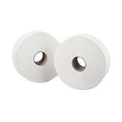 View more details about 2Work White 2-Ply Mini Jumbo Toilet Rolls (Pack of 12)