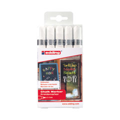 View more details about Edding 4095 Chalk Markers Bullet Tip White (Pack of 5)