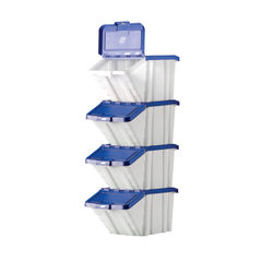 View more details about Barton Multifunctional Blue Storage Bins With Lids (Pack of 4)