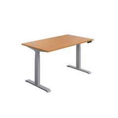 View more details about Jemini 1200x800mm Nova Oak/Silver Sit Stand Desk