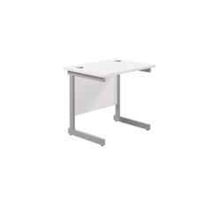 View more details about Jemini 800x600mm White/Silver Single Rectangular Desk