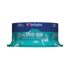 View more details about Verbatim 4.7GB DVD-RW Spindle (Pack of 25)